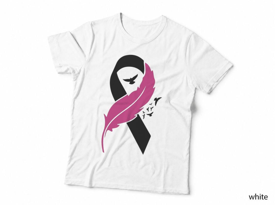 Pink Ribbon Bird Silhouette Breast Cancer T-Shirt, Breast Cancer Graphic Tee