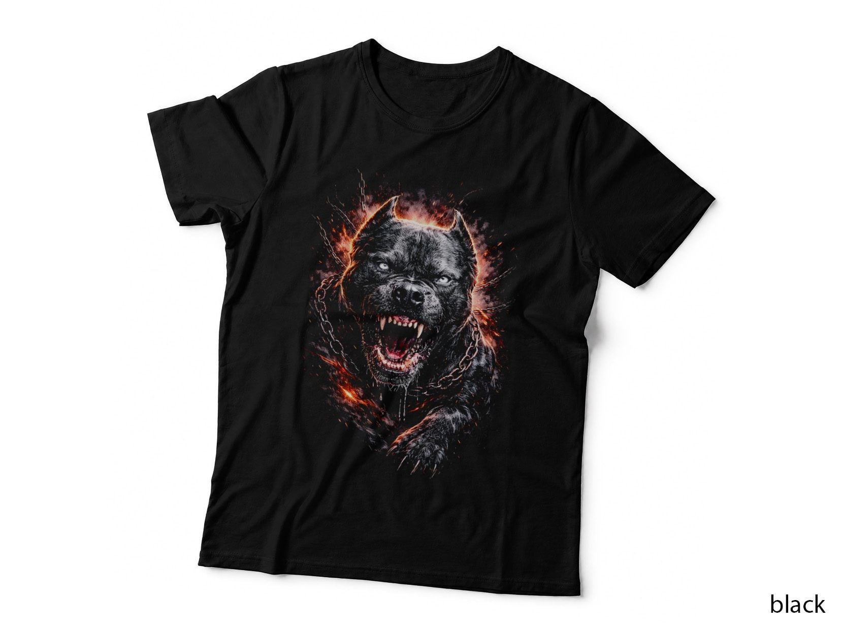 Pit Bull T-Shirt, Halftone Chained Fire Pitbull Graphic Tee, Guard Dog Shirt