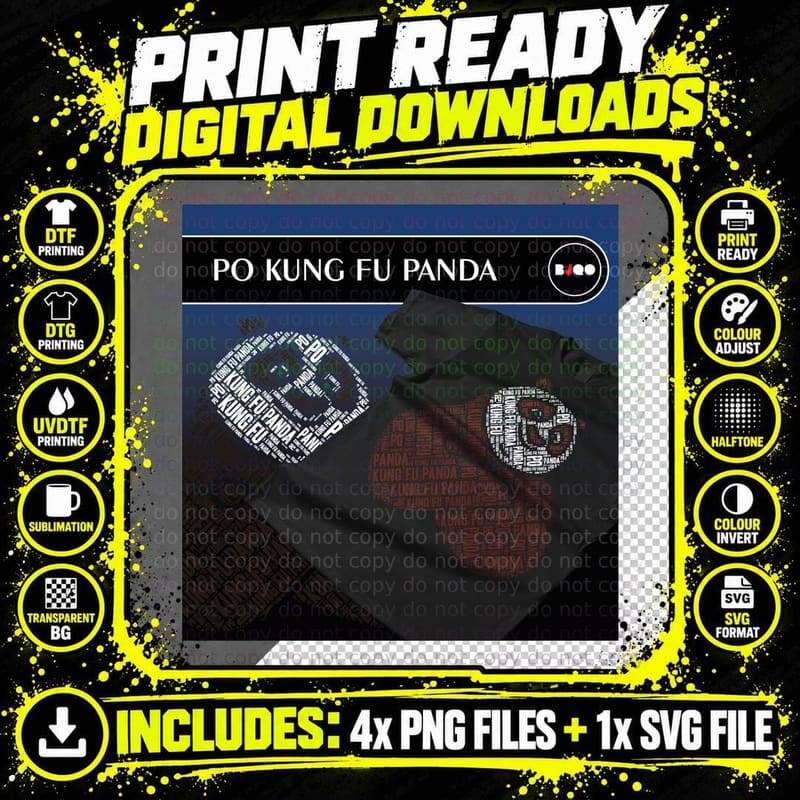 Po Kung Fu Panda Brown White Warrior Character T-Shirt Png SVG Digital Bundle