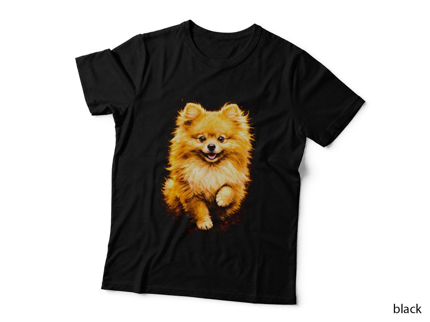 Pomeranian T-Shirt, Halftone Golden Flame Pomeranian Graphic Tee, Dog Mom Shirt