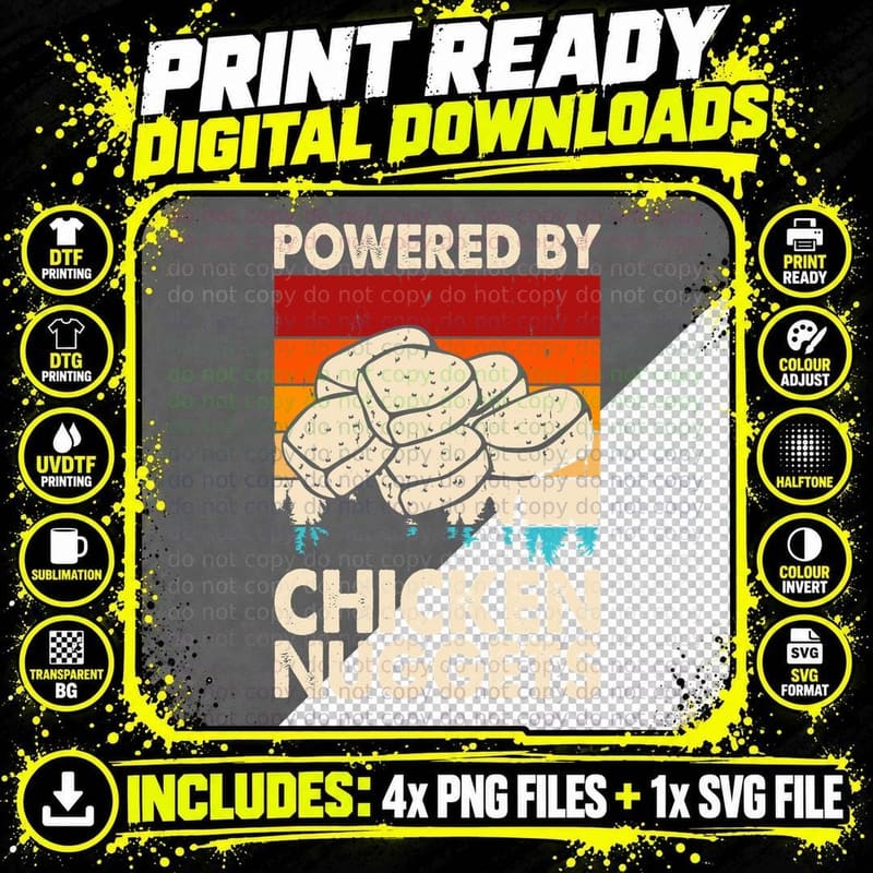Powered by Chicken Nuggets Farmer T-Shirt Png SVG Digital Bundle