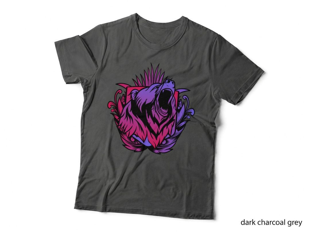 Psychedelic Wolf Neon Head Pink Purple Y2k T-Shirt