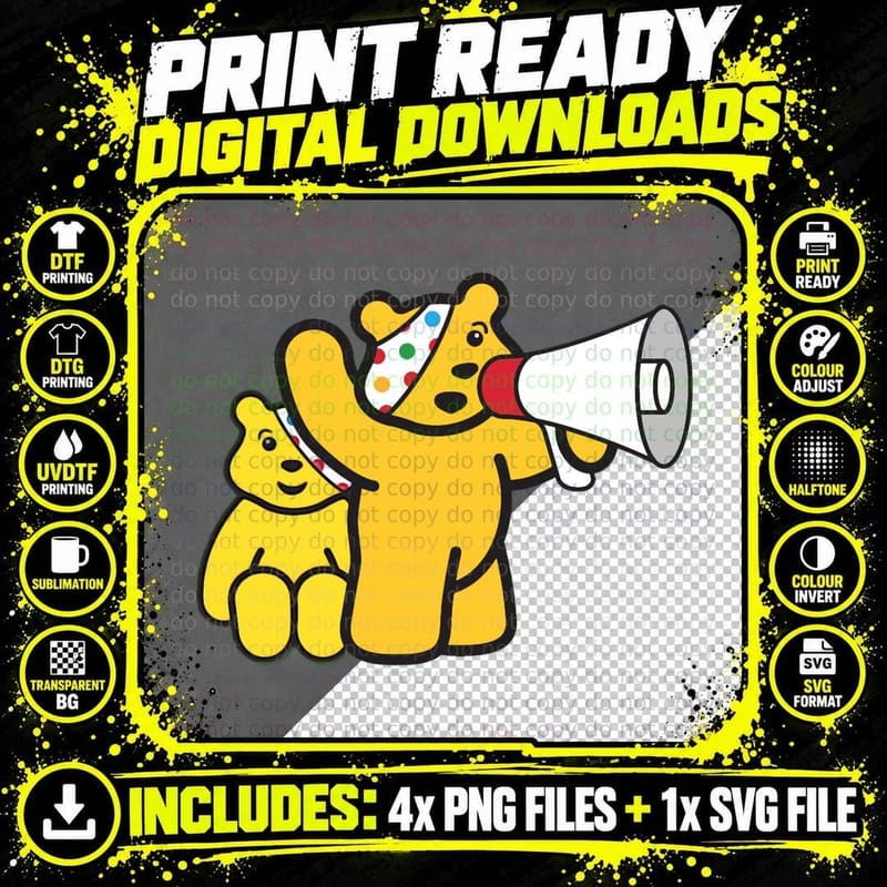 Pudsey Bear - Children in Need - Made in Pudsey -Pudsey Png SVG Digital Bundle