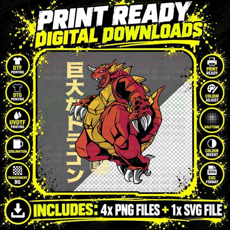 Random Red Dragon Beast Warrior Power T-Shirt Png SVG Digital Bundle