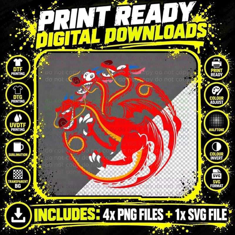 Random Red Dragon Serpent Animal Symbol T-Shirt Png SVG Digital Bundle