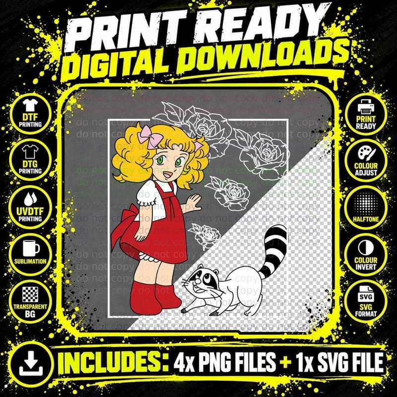 Random Yellow Girl Cat Striped Retro T-Shirt Png SVG Digital Bundle