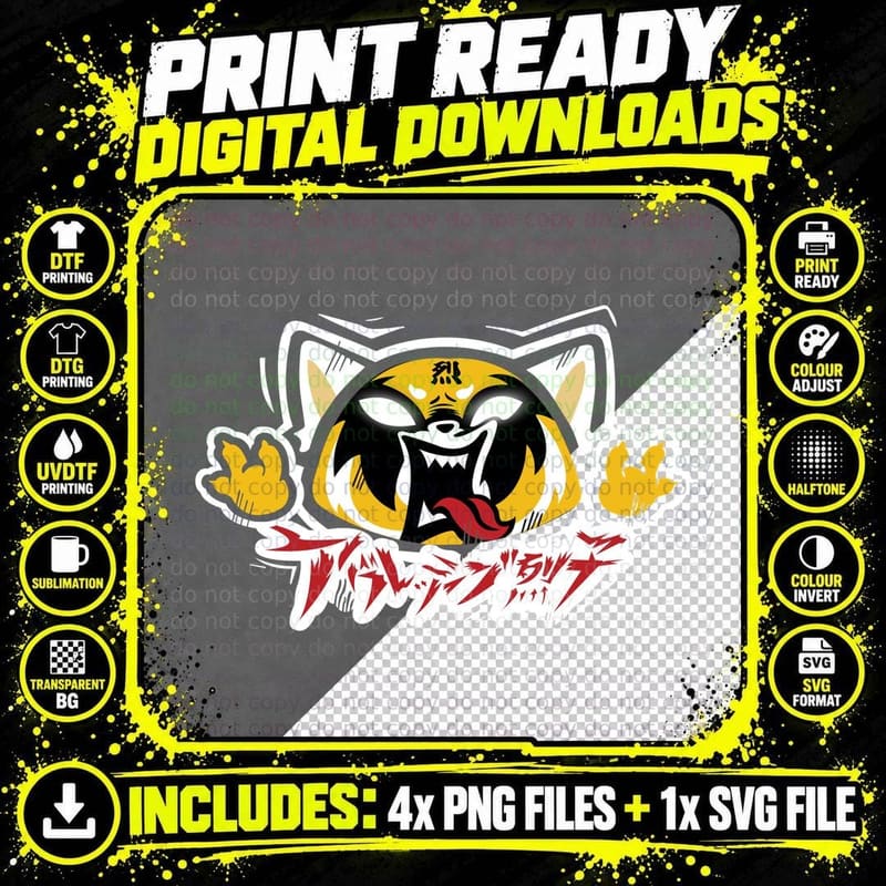 Random Yellow Tiger Demon Cat Warrior T-Shirt Png SVG Digital Bundle