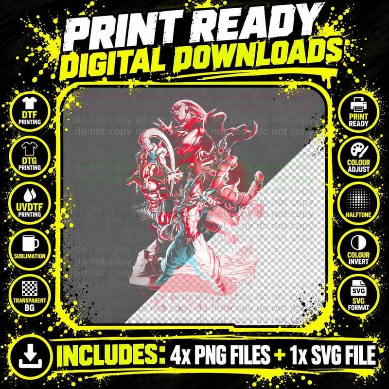 Red Demon White Halftone Creature Supernatural Evil Png SVG Digital Bundle