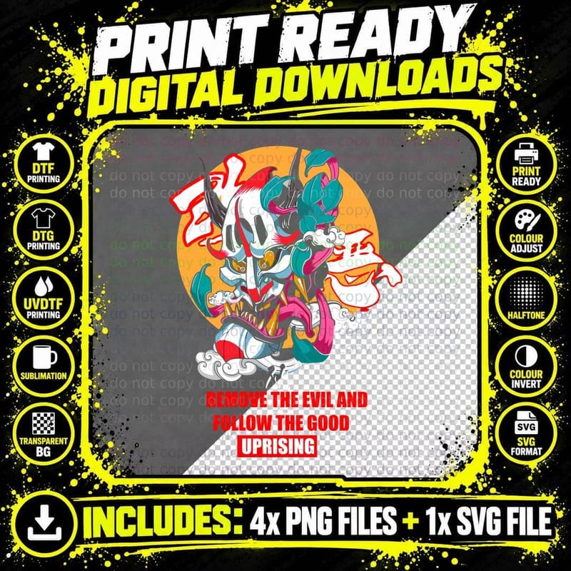 Remove the Evil and Follow the Good Uprising Dragon Red Png SVG Digital Bundle