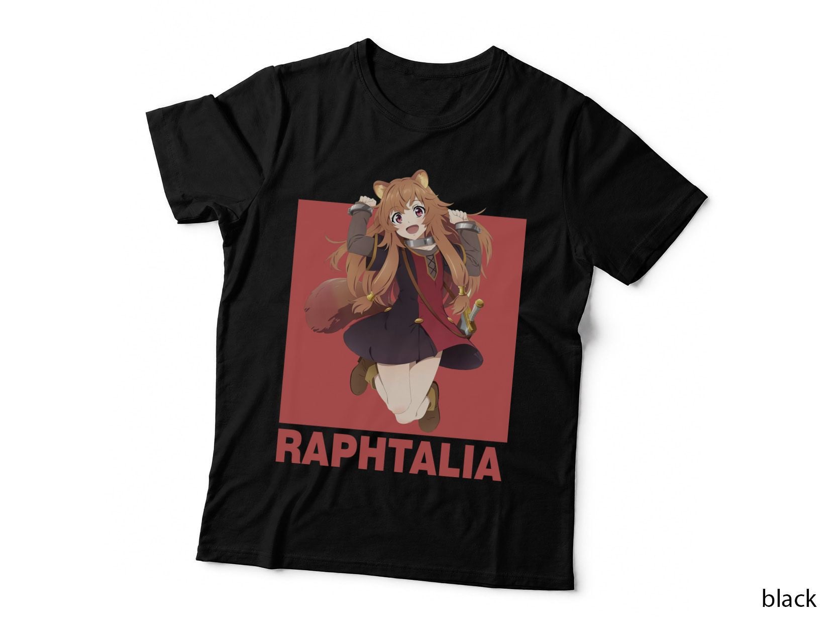 Rising Shield Hero Raphalia Brown Hair Jumping Fox Tail Action T-Shirt