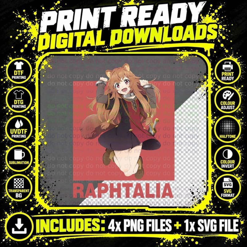 Rising Shield Hero Raphalia Brown Hair Jumping Fox Tail Png SVG Digital Bundle