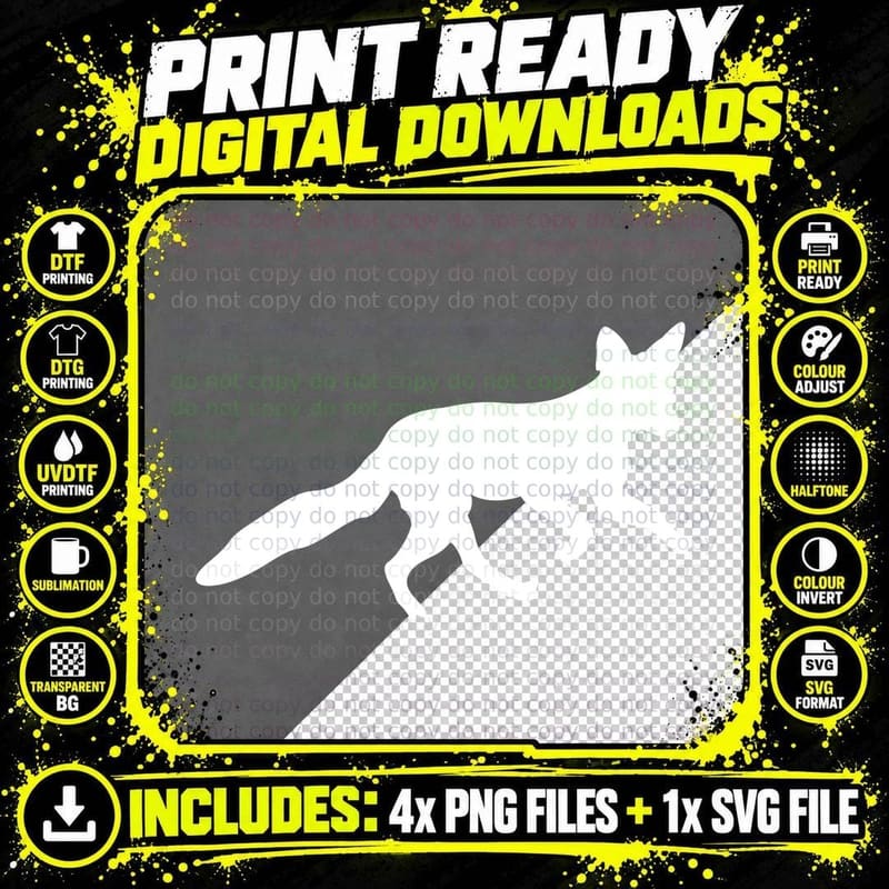 Running Fox Silhouette T-Shirt, Trendy Graphic Tee Png SVG Digital Bundle