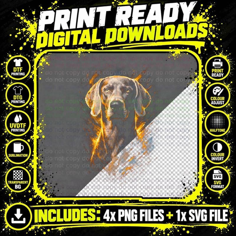 Saint Bernard T-Shirt, Halftone Fire Saint Bernard Png SVG Digital Bundle