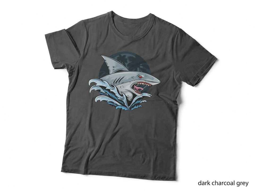 Shark Illustration Great White Blue Red Teeth Water T-Shirt