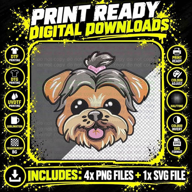 Shih Tzu Grey White Orange Dog with Bow T-Shirt Png SVG Digital Bundle