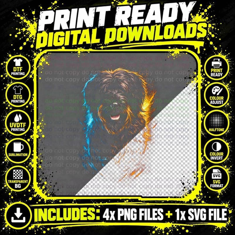 Shih Tzu T-Shirt, Halftone Blue Orange Shih Tzu Graphic Png SVG Digital Bundle