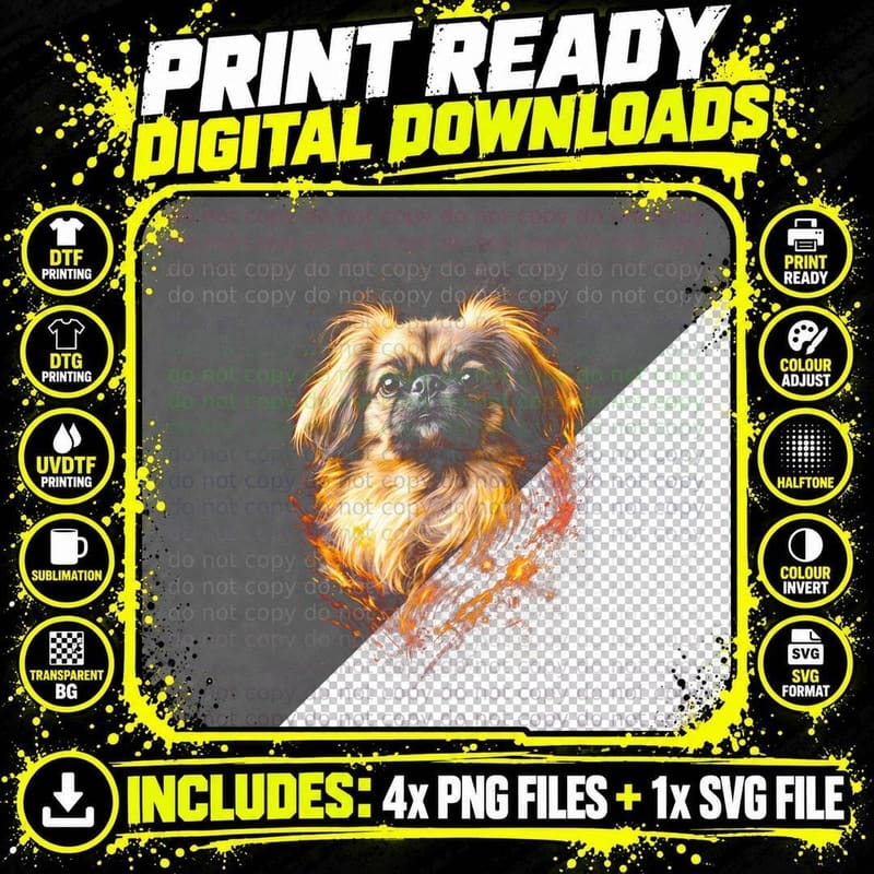 Shih Tzu T-Shirt, Halftone Red Blue Shih Tzu Graphic Tee Png SVG Digital Bundle
