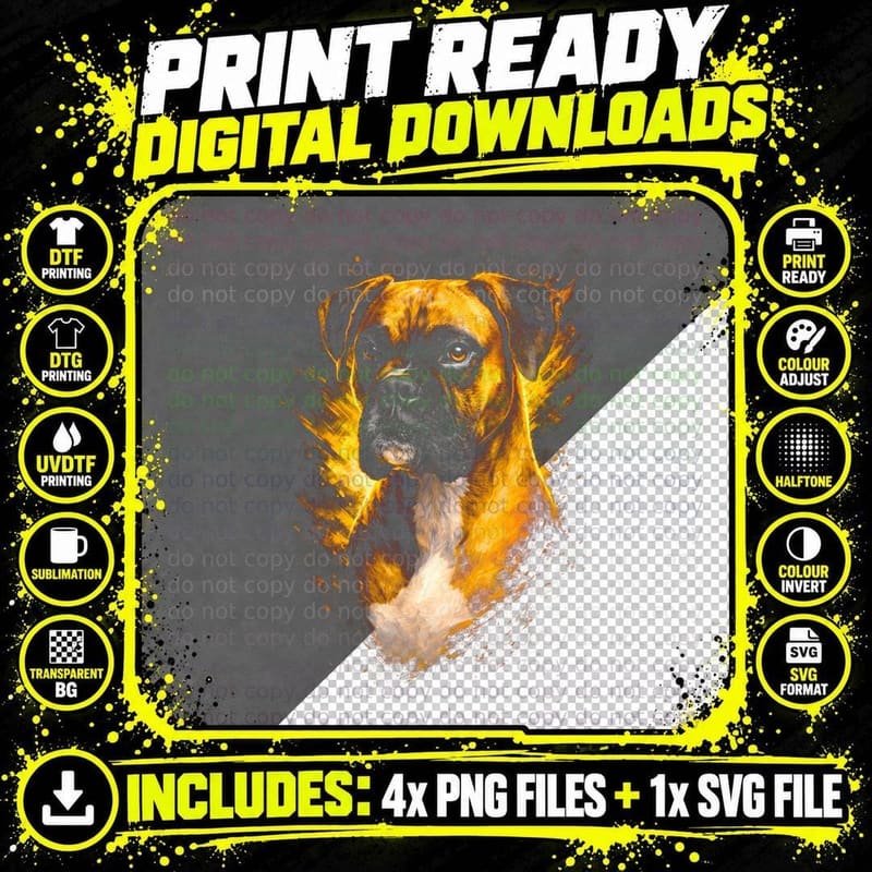 Siberian Husky T-Shirt, Halftone Fire Ice Husky Graphic Png SVG Digital Bundle