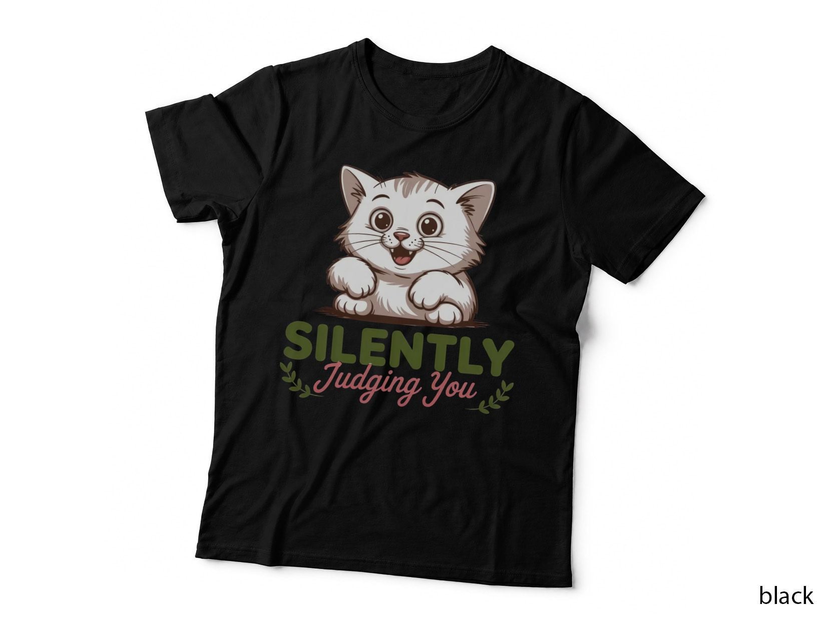 Silently Judging You Cat T-Shirt, Adorable Kitten Peeking Out Graphic Tee