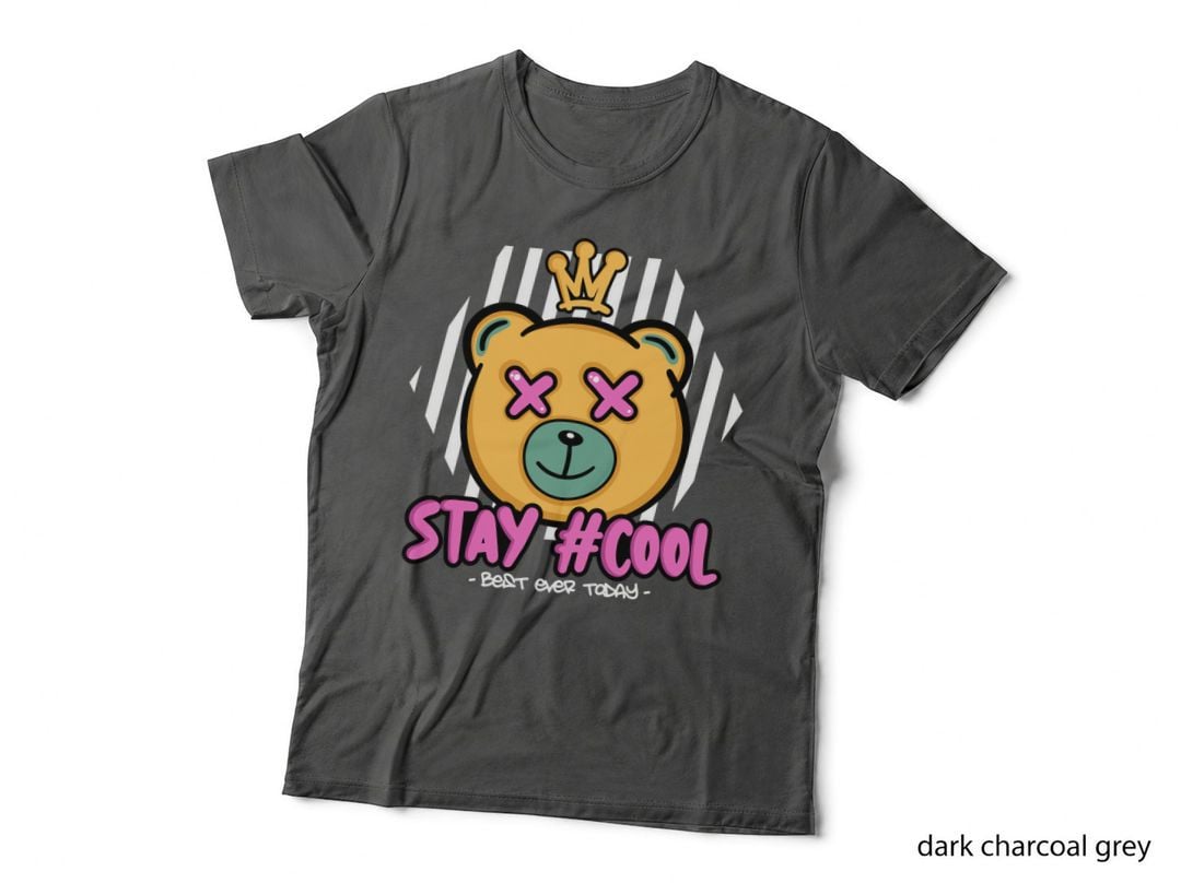 Stay Cool Best Ever Today Yellow Bear with Crown Pink X Eyes T-Shirt