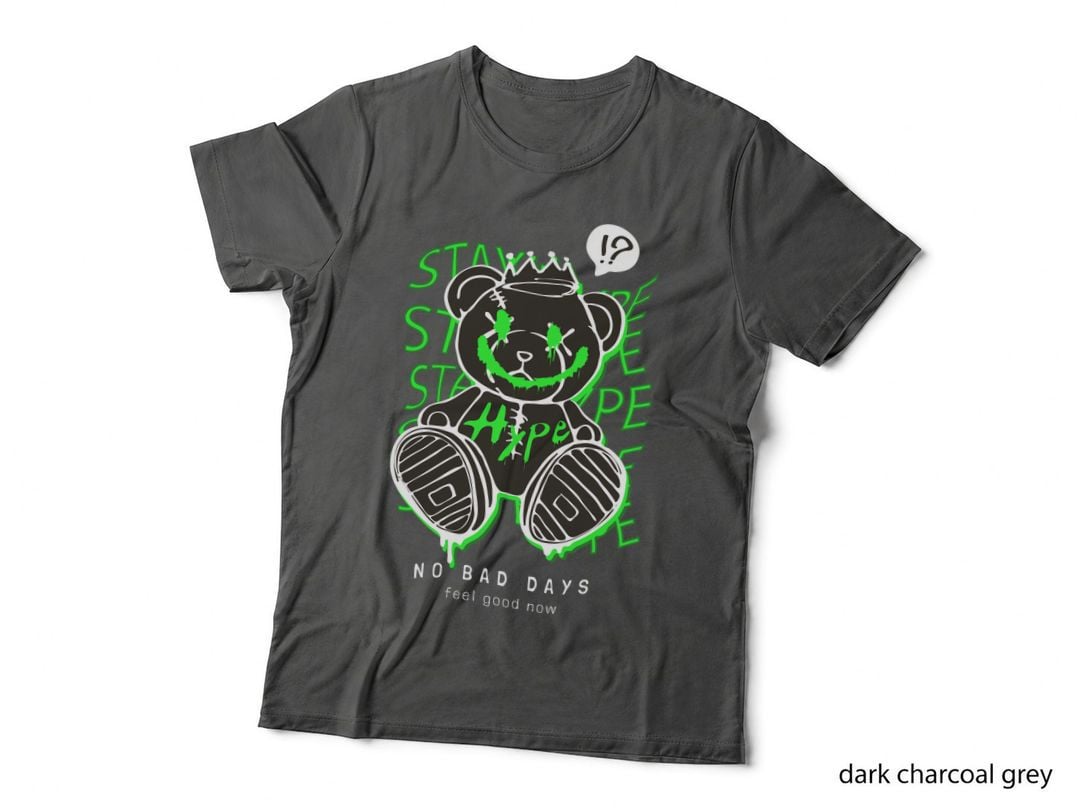 Stay Stable No Bad Days Feel Good Now Green Neon Bear Outline Streetwear T-Shirt