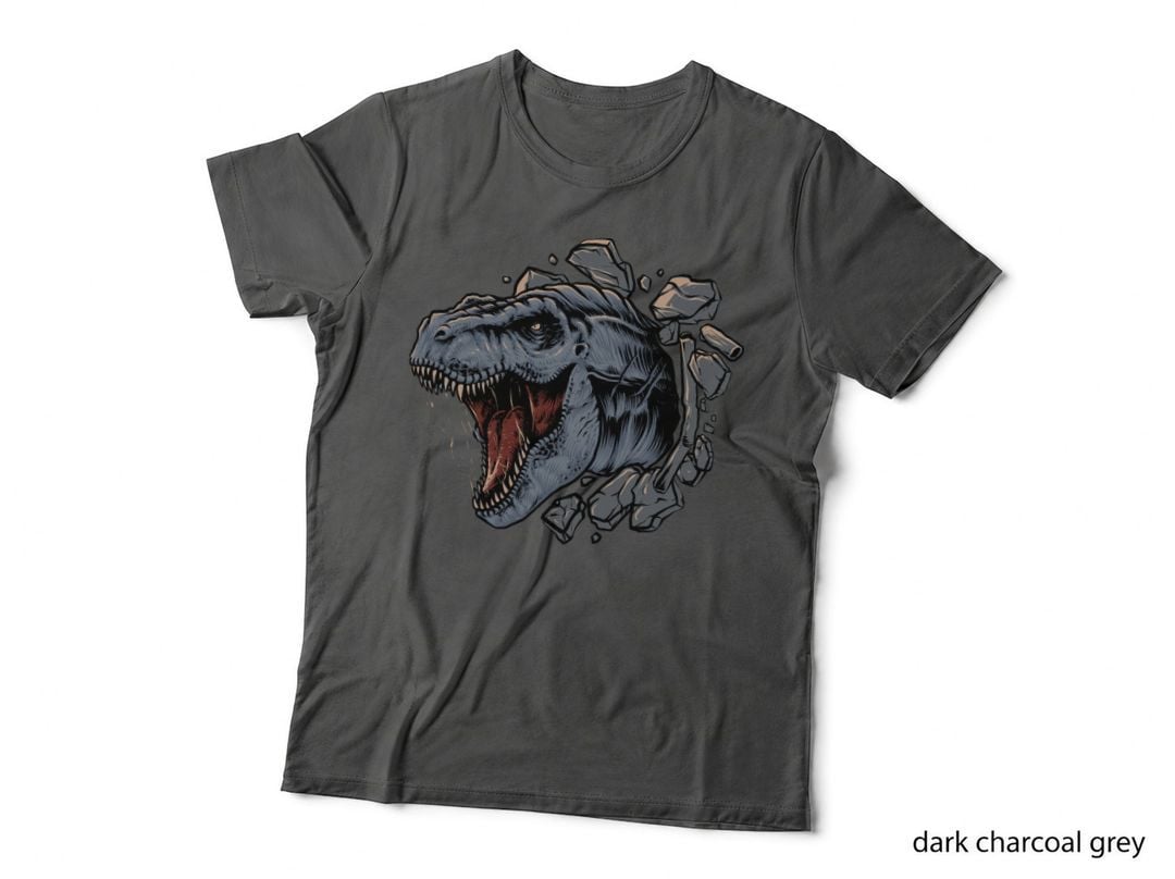 T-Rex Dinosaur Blue Red Breaking Wall T-Shirt