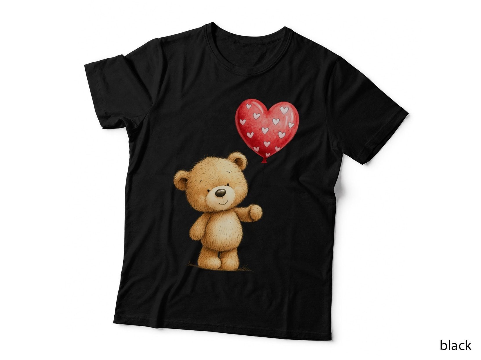 Teddy Bear Brown Holding Red Heart Balloon T-Shirt