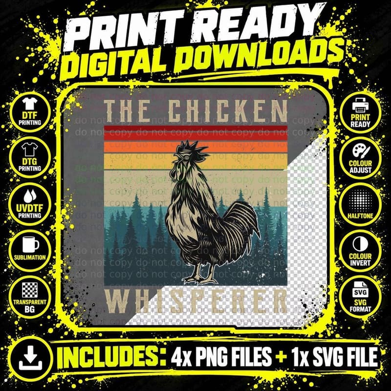 The Chicken Whisperer Farmer T-Shirt Png SVG Digital Bundle