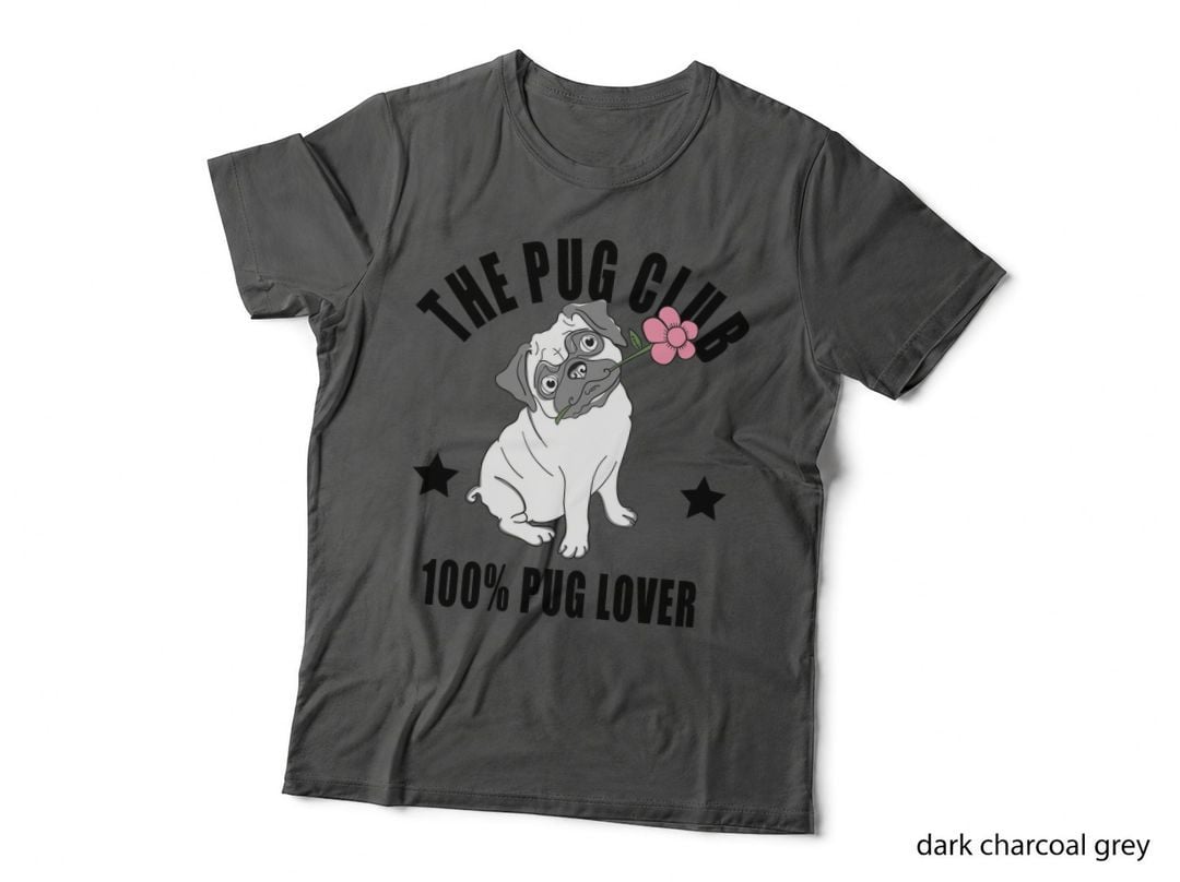 The Pug Club the 100 Lover White Dog Pink Flower Cute Animal T-Shirt