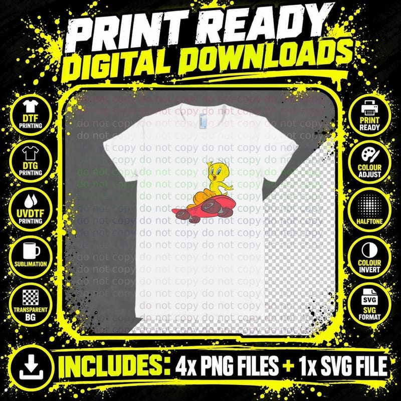 Tweety Bird Yellow Character Action Cartoon 02 T-Shirt Png SVG Digital Bundle