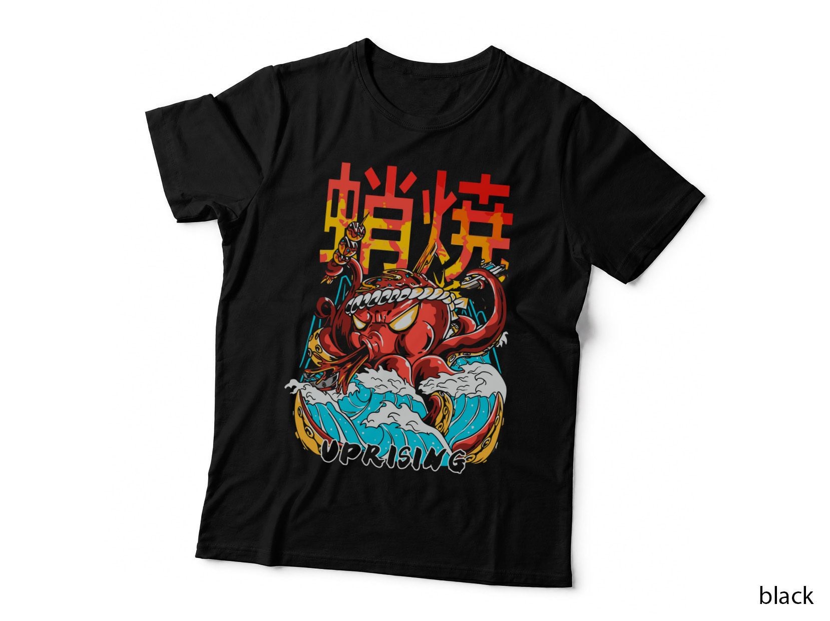 Uprising Dragon Red Orange Yellow Neon Asian Art T-Shirt