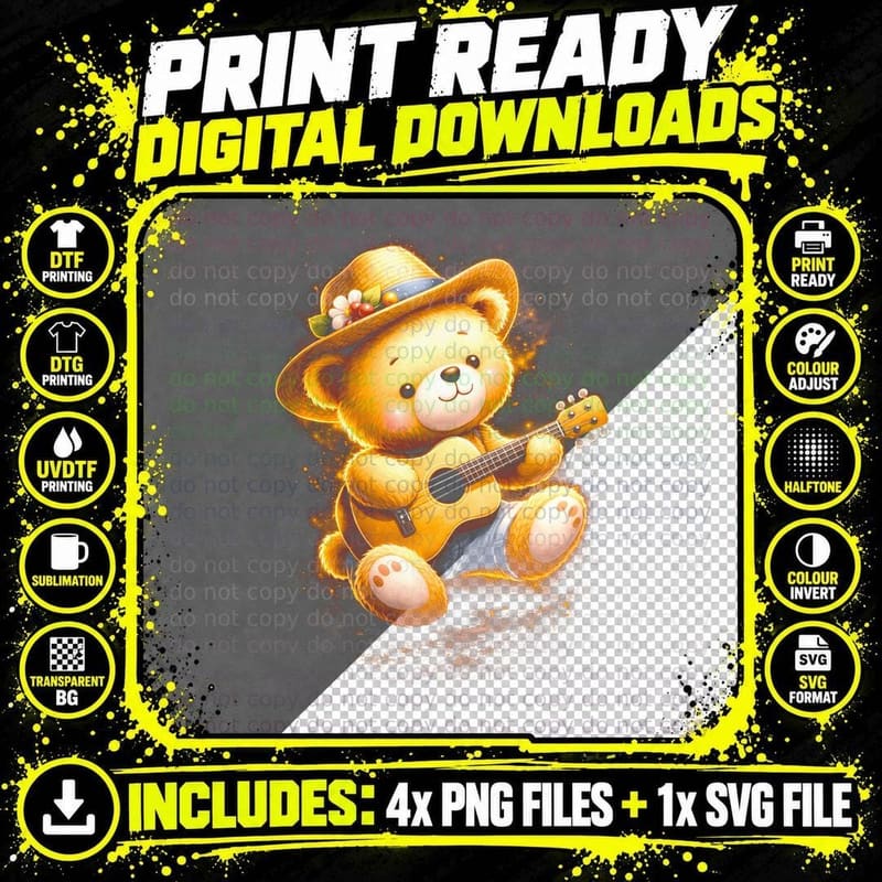 Violin Classical Music Bear T-Shirt Png SVG Digital Bundle