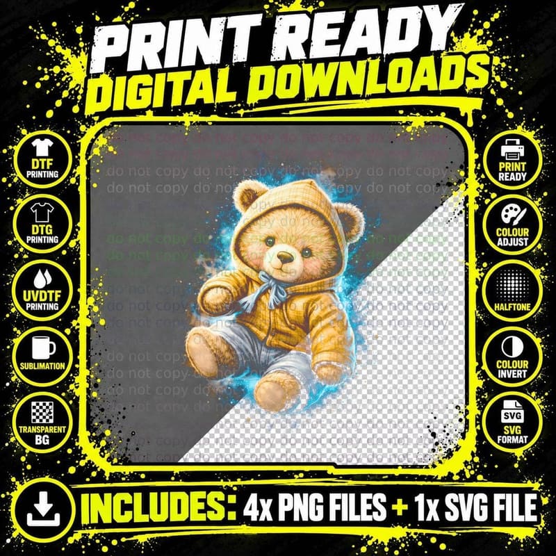 Winter Coat Ribbon Teddy Bear T-Shirt Png SVG Digital Bundle