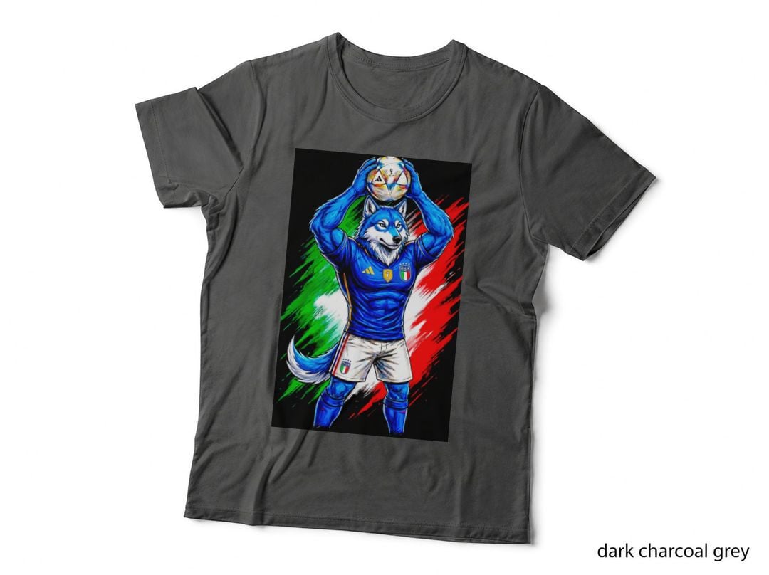 Wolf White Grey Mascot Blue Italy Jersey Holding Ball T-Shirt