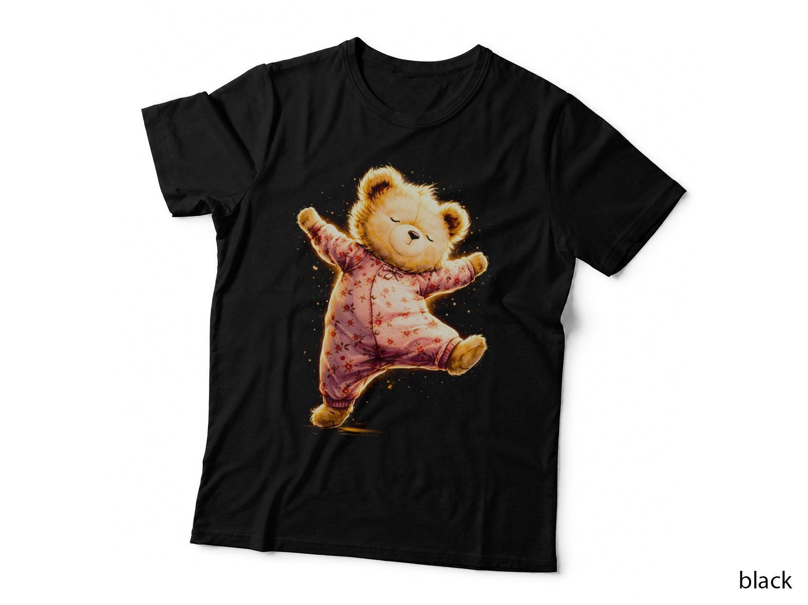 Yellow Butterfly Holding Bear T-Shirt, Halftone Cute Teddy Bear Graphic Tee
