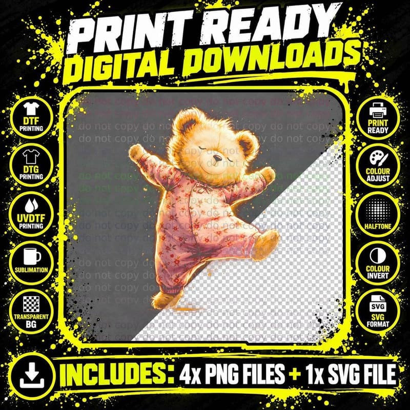 Yellow Butterfly Holding Bear T-Shirt Png SVG Digital Bundle