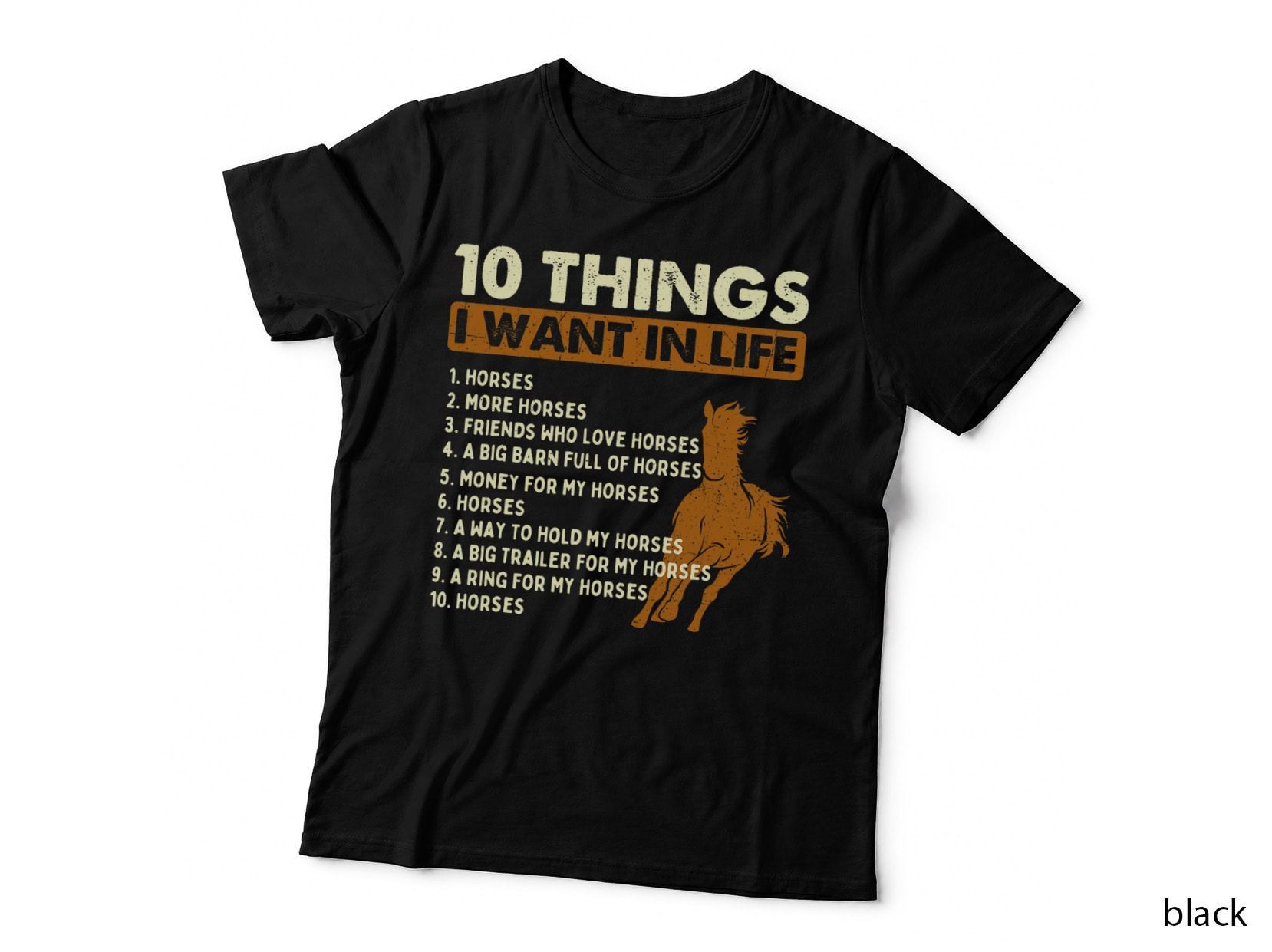 10 Things I Want in Life - Horse Lover Horseman Equestrian T-Shirt