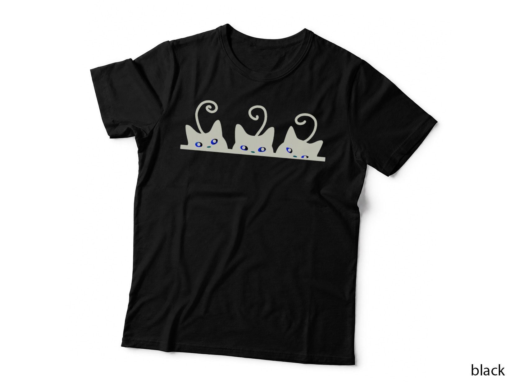 3 Black Cats Funny Cat Lovers Design Women Men Girl Boy Cat T-Shirt