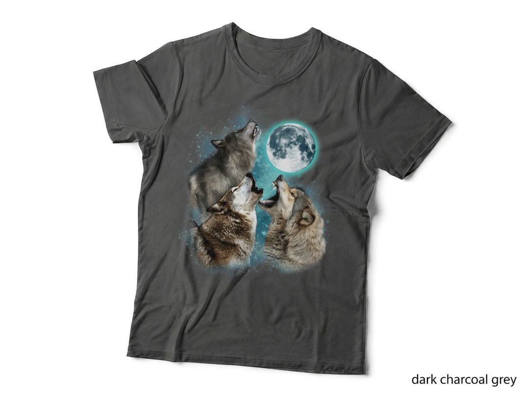 3 Wolf Moon Howling Wolf Head Funny Wolves for Men, Women T-Shirt