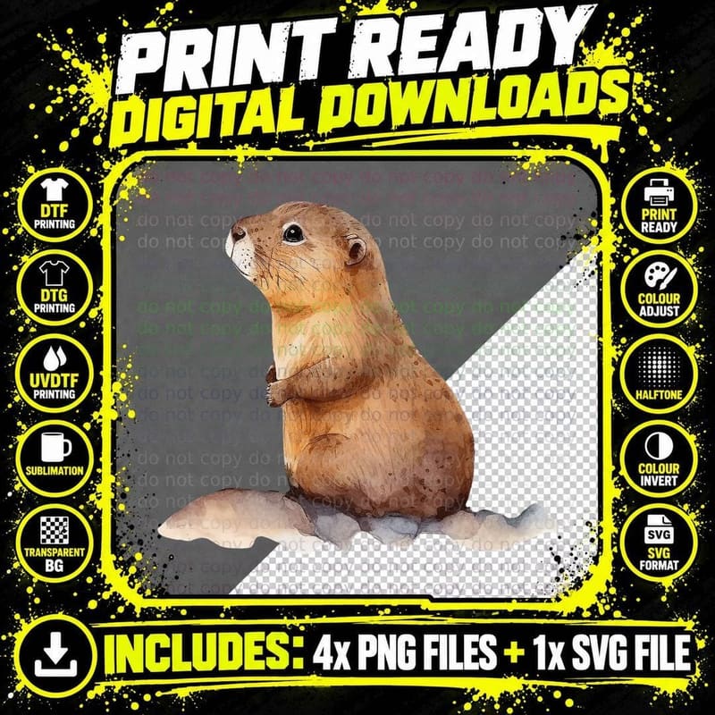 Adorable Prairie Dog Sitting Groundhog T-Shirt Png SVG Digital Bundle