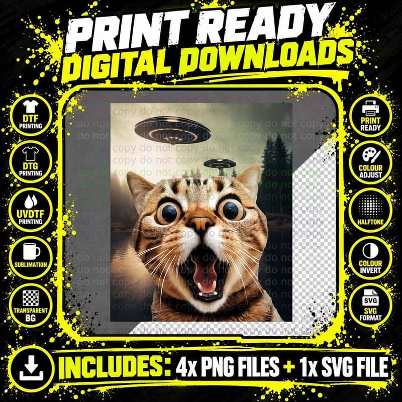 Alien UFO Cat - Cat S Cat Dadmom, Space Cats Png SVG Digital Bundle