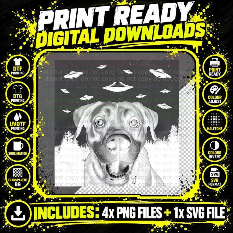 Alien UFO Funny Rottweiler Dog Lover Men Women Kids Png SVG Digital Bundle