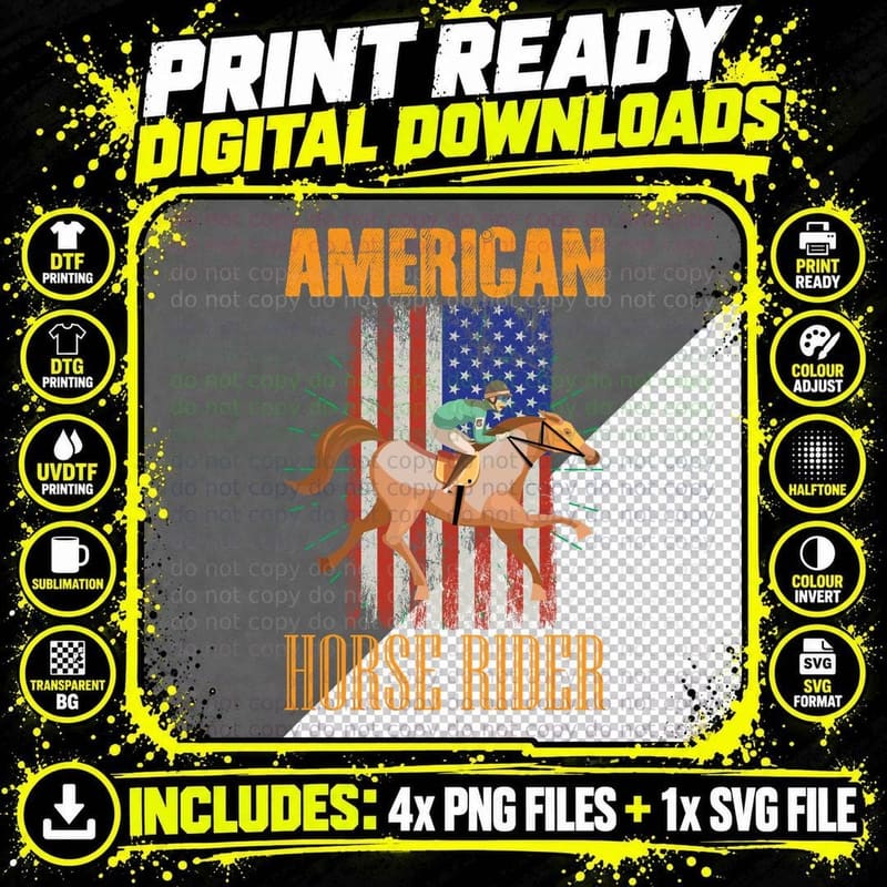 American Horse Rider Horse T-Shirt Png SVG Digital Bundle