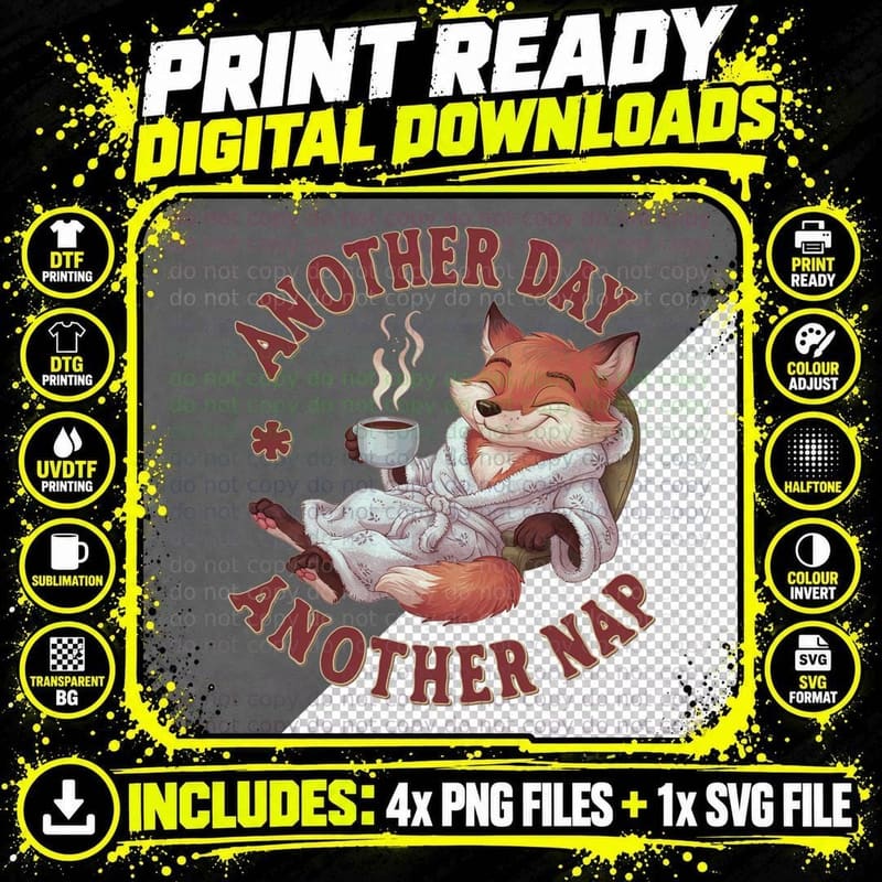 Another Day Another Nap Sarcastic Animal T-Shirt Png SVG Digital Bundle