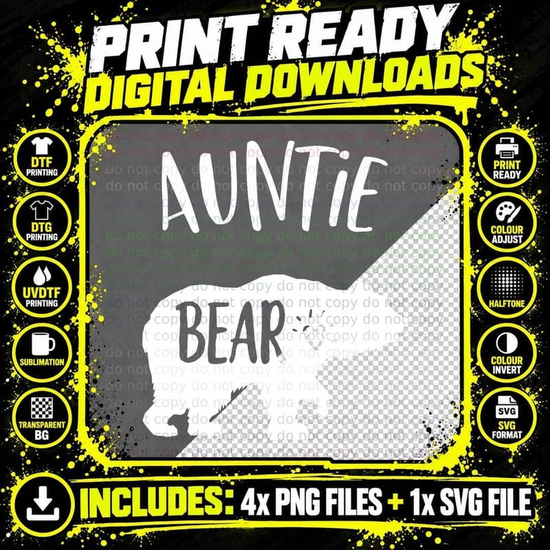 Auntie Bear Graphic for Best Aunt in the World Png SVG Digital Bundle