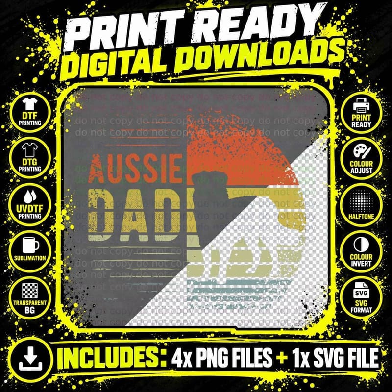 Aussie Dad - Aussie Dog Men Dad Australian Shepherd Png SVG Digital Bundle