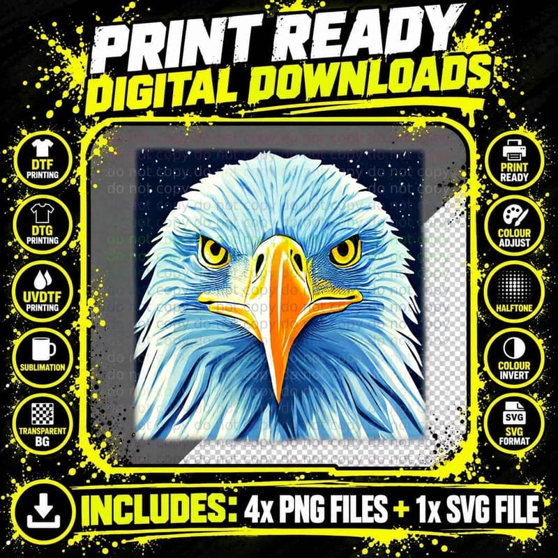 Bald Eagle by Night American Animal Graphic Bird Art Png SVG Digital Bundle