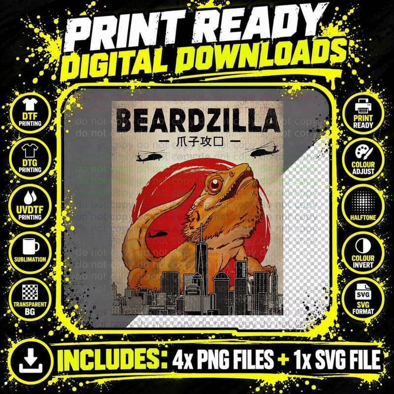 Bearded Dragon, Beardzilla, Lizard Lover Png SVG Digital Bundle