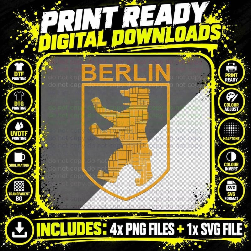 Berlin Design - Berlin Bear - I Love Berlin Travel Png SVG Digital Bundle