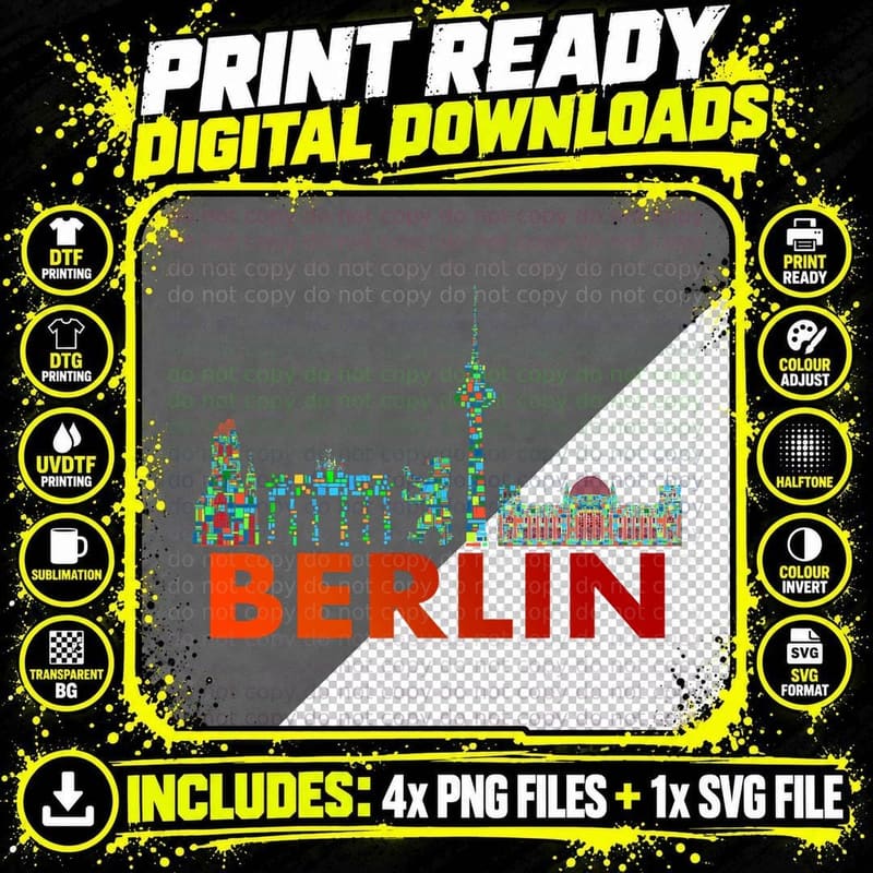 Berlin Design - Berlin Bear - I Love Berlin Travel Png SVG Digital Bundle